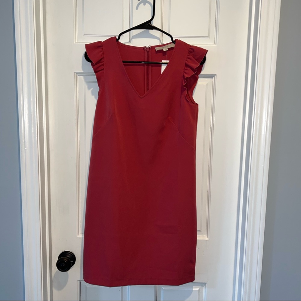 NWT LOFT Shift Dress with Ruffle Cap Sleeves